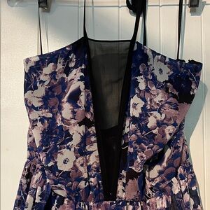 Robert Rodriguez Purple Floral Dress with Halter Top and High Low Skirt Size 4